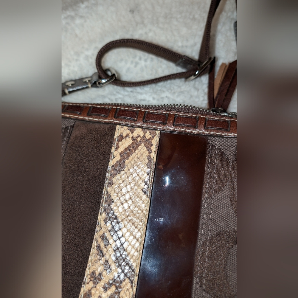 Coach Hampton Canvas Python Snake Suede Leather C… - image 9